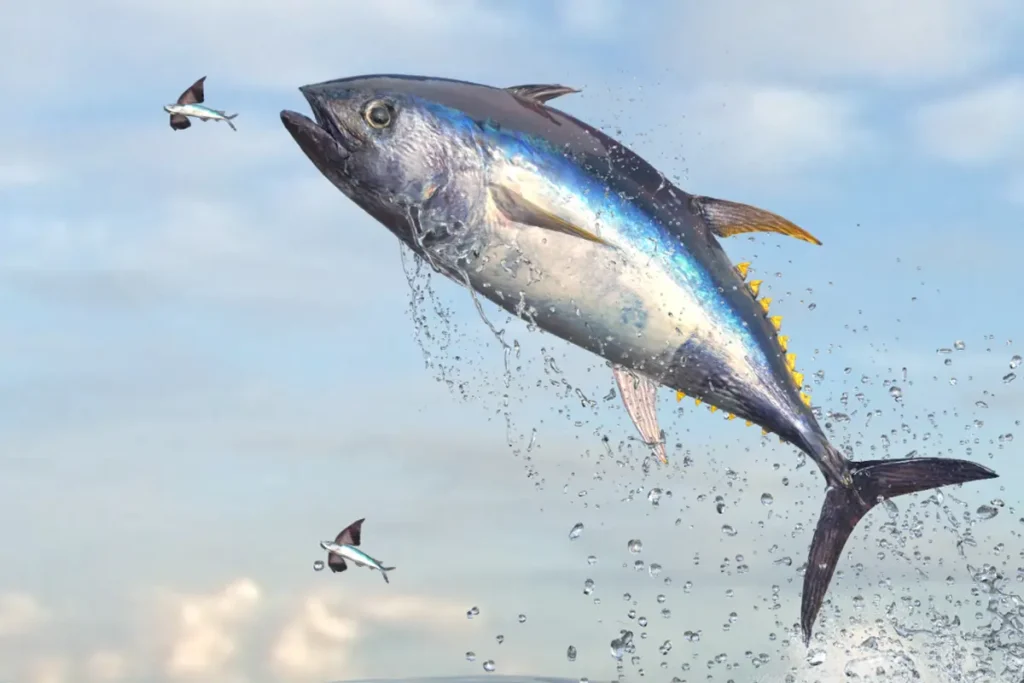 Illustration of skipjack tuna representing marine elastin peptide benefits for skin elasticity