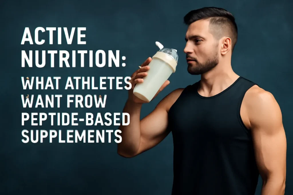 Athlete drinking a peptide-based supplement drink for post-workout recovery