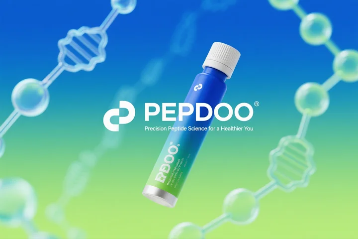 A professional, modern cover for "What Makes PEPDOO® Peptides Different?" featuring blue and green tones symbolizing health and technology. The design includes subtle molecular structures and peptide chains in the background, showcasing PEPDOO’s scientific innovation. The PEPDOO logo is prominently displayed with the slogan 'Precision Peptide Science for a Healthier You'.