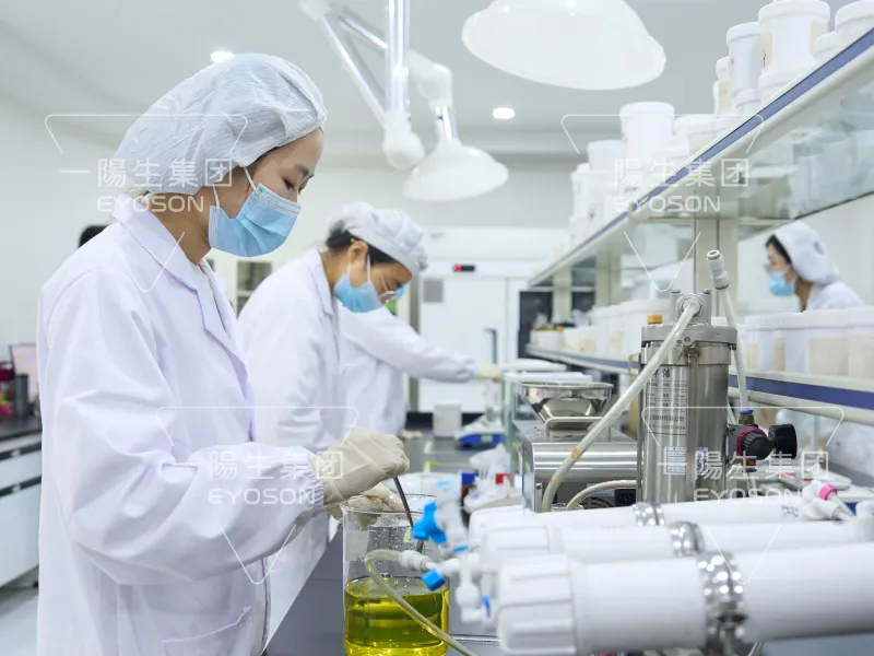 Scientist working with laboratory equipment in the EYOSON research facility.
