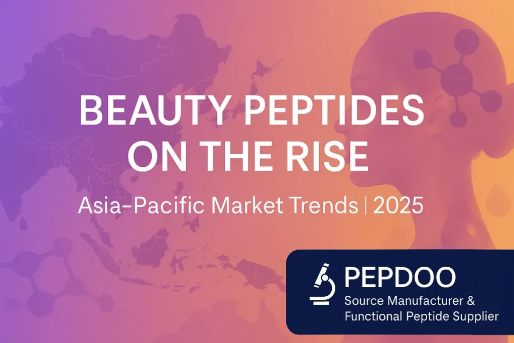 Asia-Pacific market growth illustration showing rising beauty peptides demand with skincare and peptide molecules
