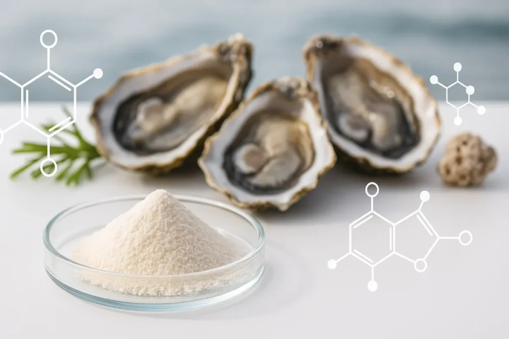 Oyster-derived bioactive peptide powder with extraction and B2B functional applications