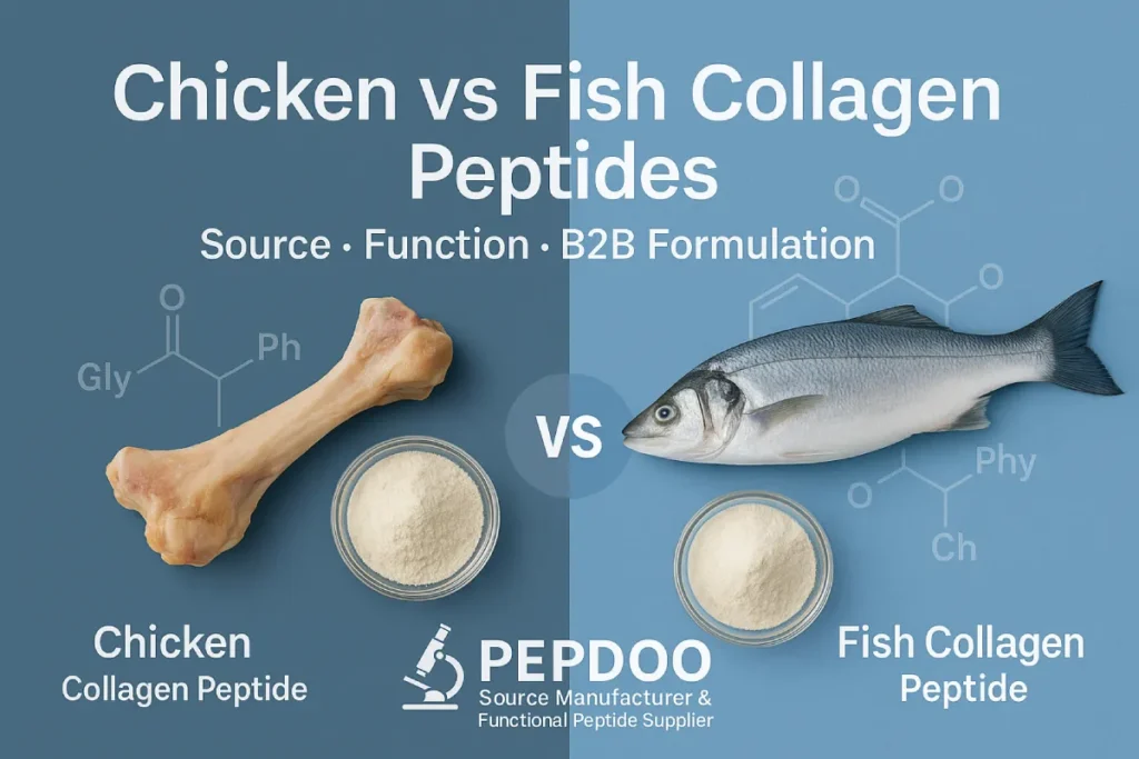 Chicken vs Fish Collagen Peptides – Source, Function, B2B Formulation | PEPDOO® Functional Peptide Supplier
