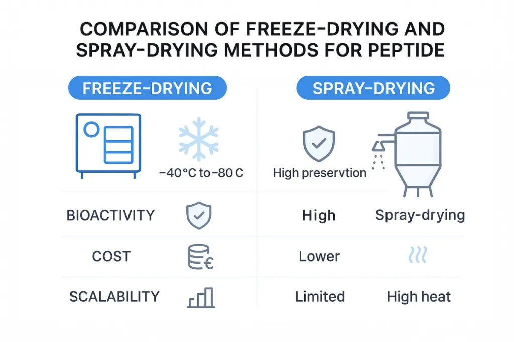 Comparison of freeze-drying and spray-drying methods for peptides