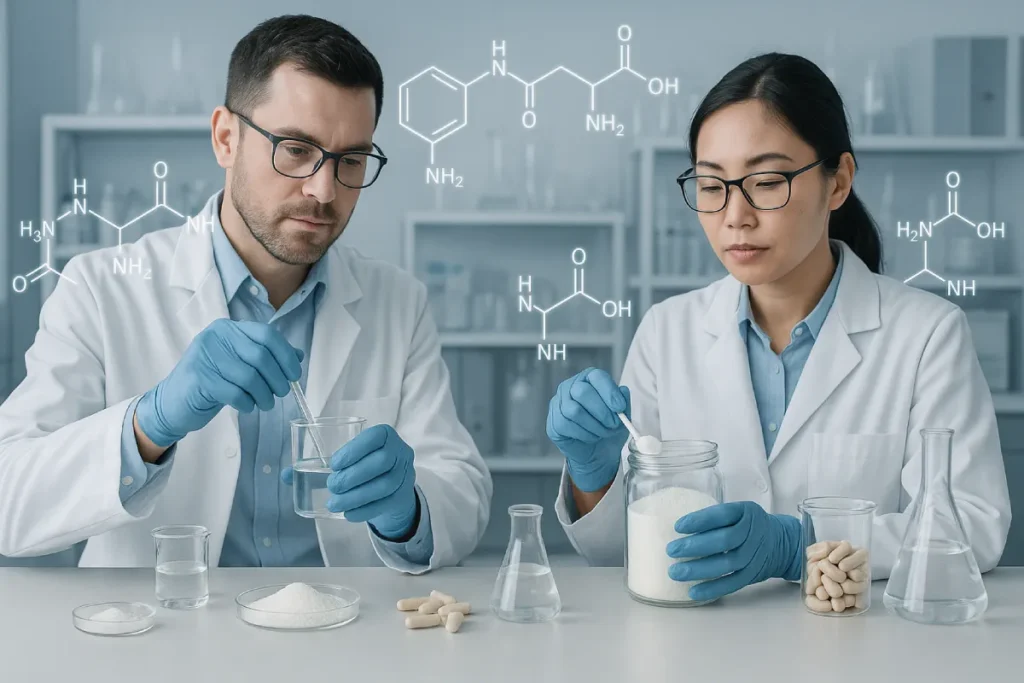 Collagen product formulation using tripeptides and dipeptides in a B2B lab environment