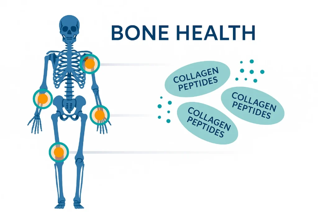 Collagen peptides integrated into functional foods, dietary supplements, and beverages for bone health