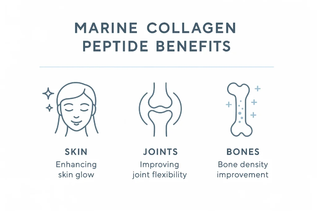 Marine collagen peptide health benefits illustration for B2B functional nutrition