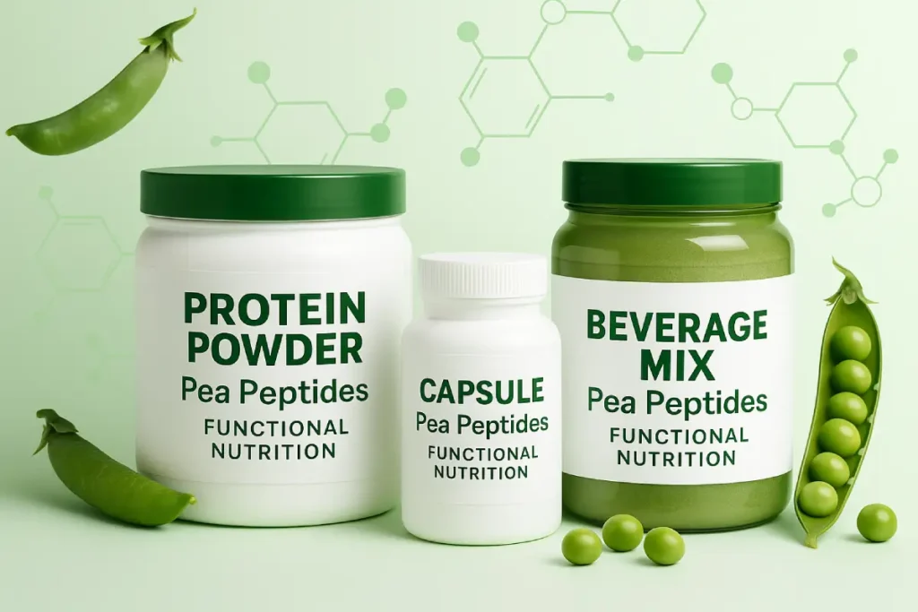Applications of pea peptides in functional foods, supplements, and medical nutrition products