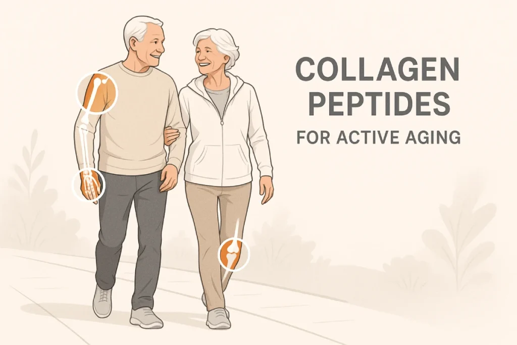 Collagen peptides for active aging supporting bone and joint health in seniors