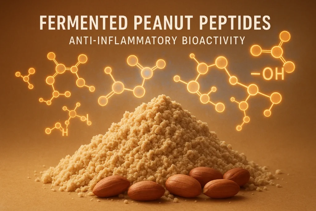 PEPDOO® laboratory and production facility for fermented peanut peptides, showing high-tech peptide extraction, fermentation, and functional nutrition applications for B2B brands.
