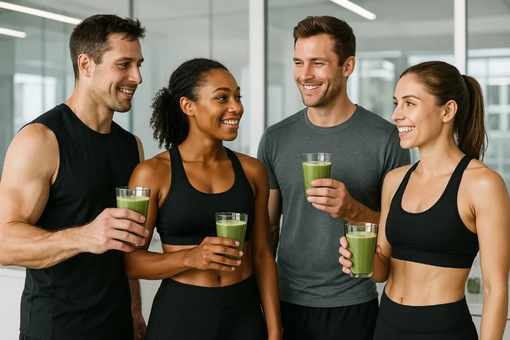 Athletes recovering with pea and rice peptide blend – sustainable plant-based sports nutritio