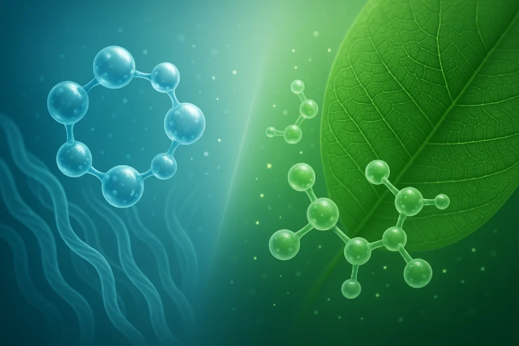 Marine and plant peptides fusion concept illustrating beauty-from-within innovation by PEPDOO®, combining ocean collagen and plant bioactives in a scientific, sustainable design.