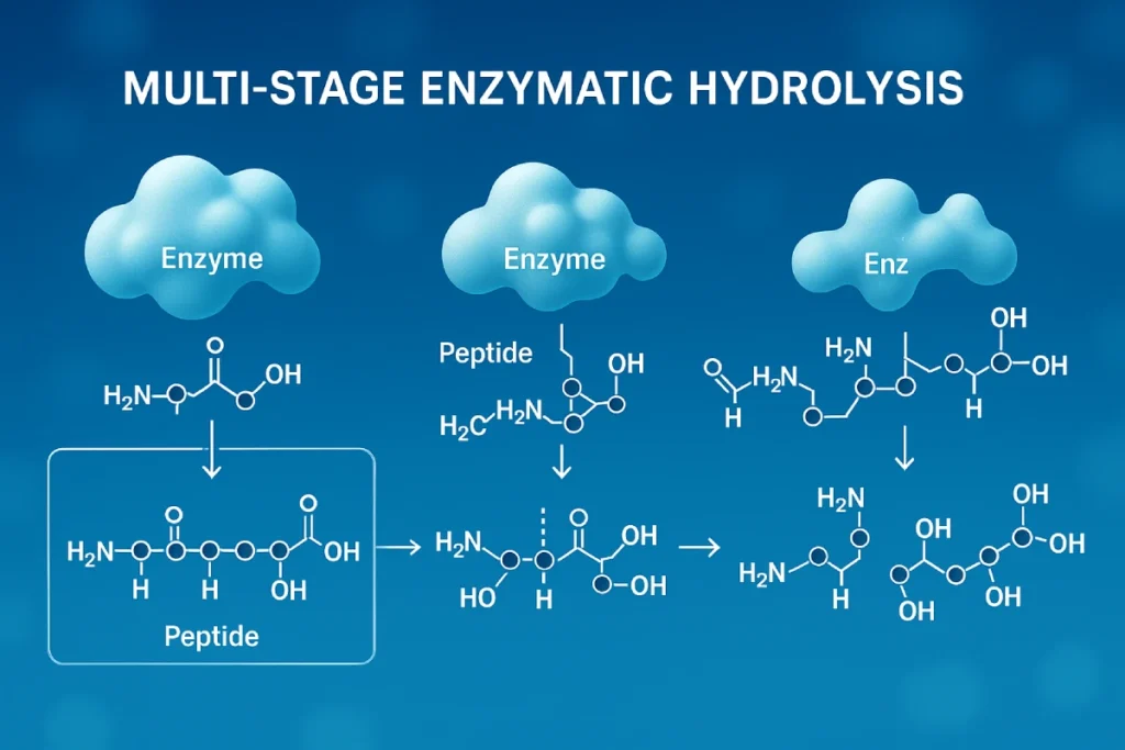 Visualization of multi-stage enzymatic hydrolysis process for producing targeted bioactive peptides by PEPDOO, China peptide manufacturer