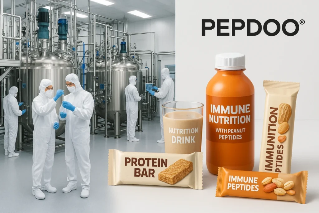 PEPDOO® peanut peptide production facility and functional food formulation process