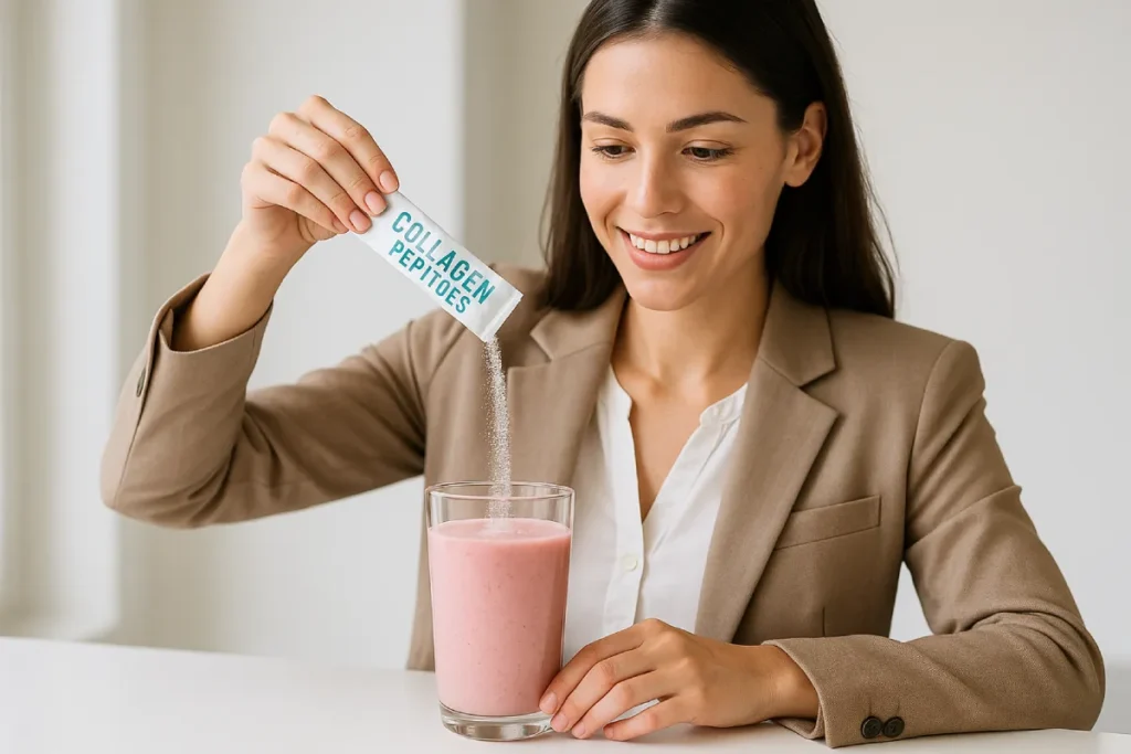 Using collagen peptide sachets in a functional beverage for skin and joint health, B2B product application